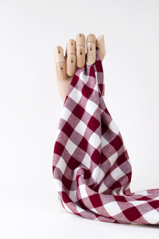 Twill de viscose gratté - Vichy Amarante