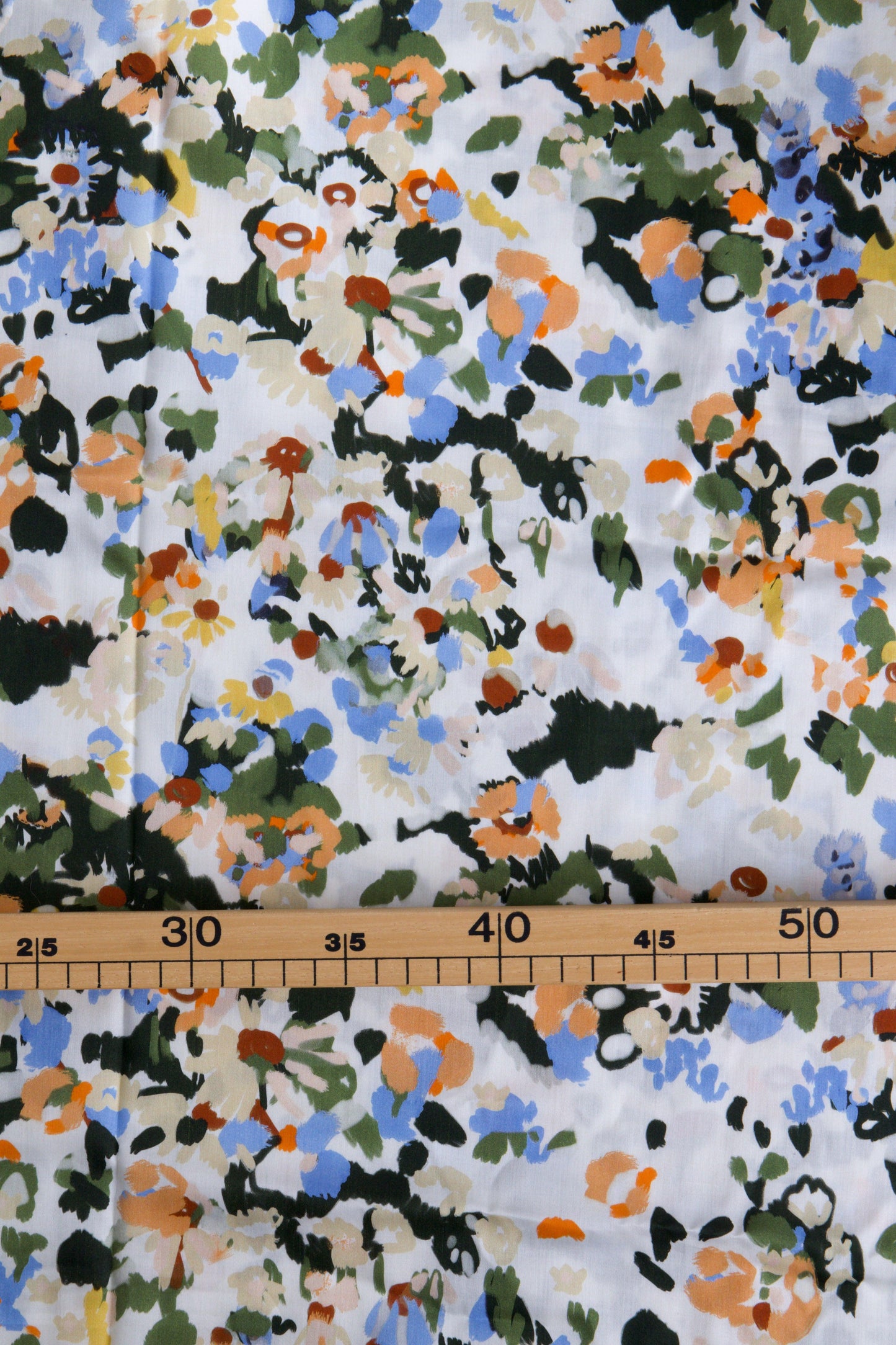 Satin de viscose - Fleurs bleu / Coupons 90 x 147