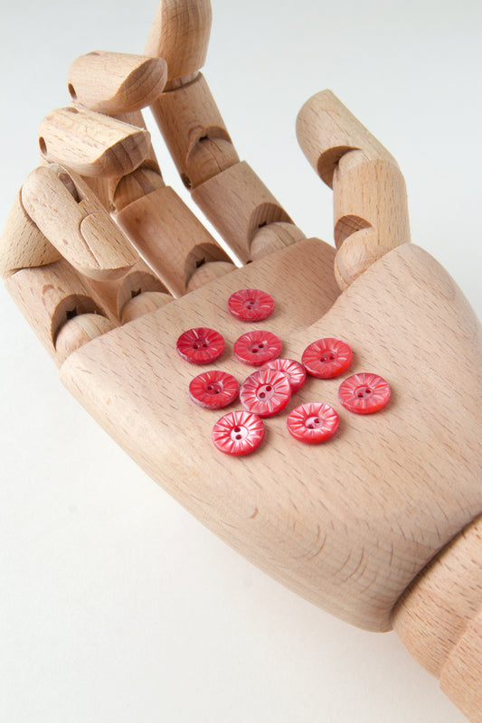 Boutons vintage ronds 11 mm - Rose grenadine