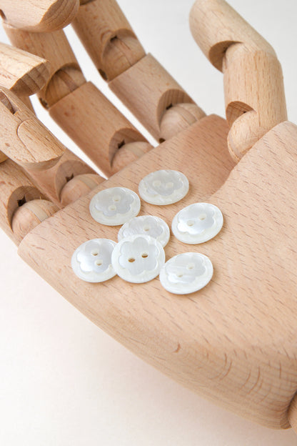 Boutons vintage Fleur 15 mm - Écru