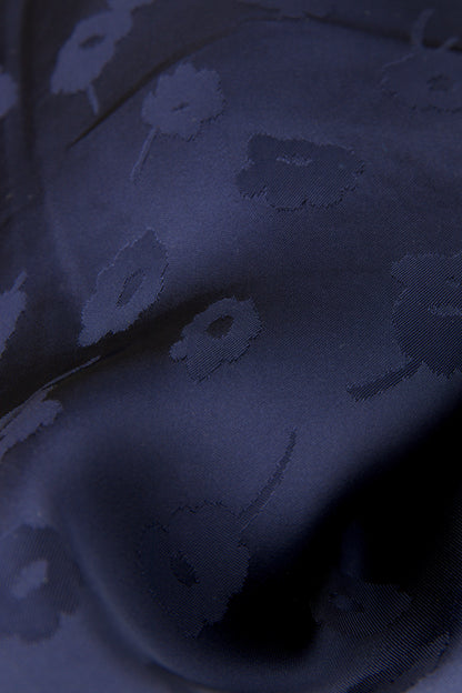 Jacquard de viscose fleuri - Bleu nuit