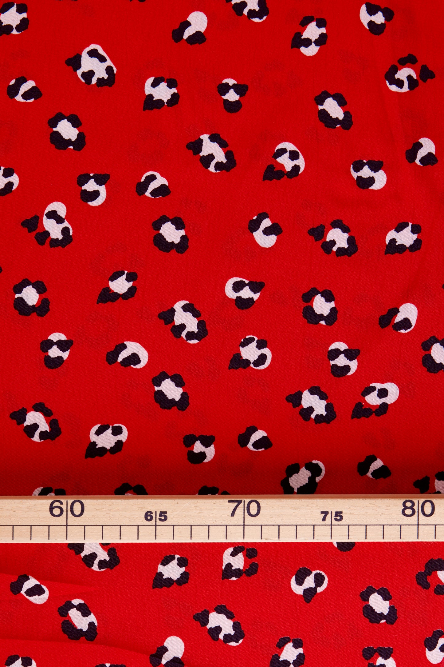 Crêpe de viscose léopard - Rouge / beige
