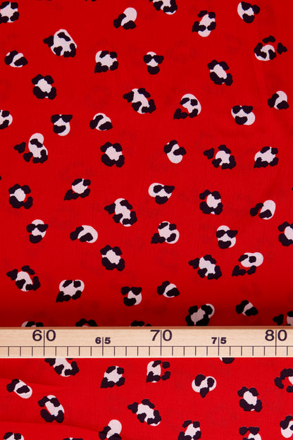 Crêpe de viscose léopard - Rouge / beige