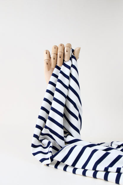 Jersey de coton marinière - Ecru / bleu nuit