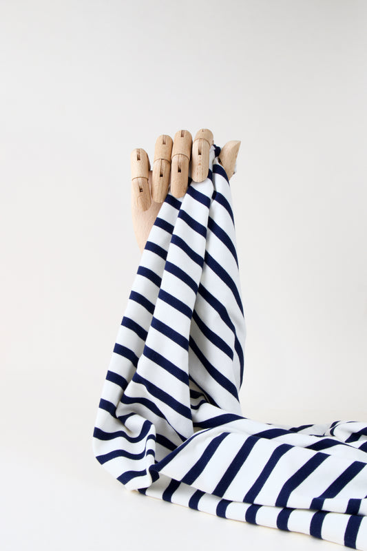 Jersey de coton marinière - Ecru / bleu nuit