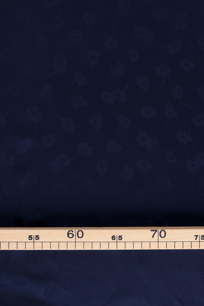 Jacquard de viscose fleuri - Bleu nuit
