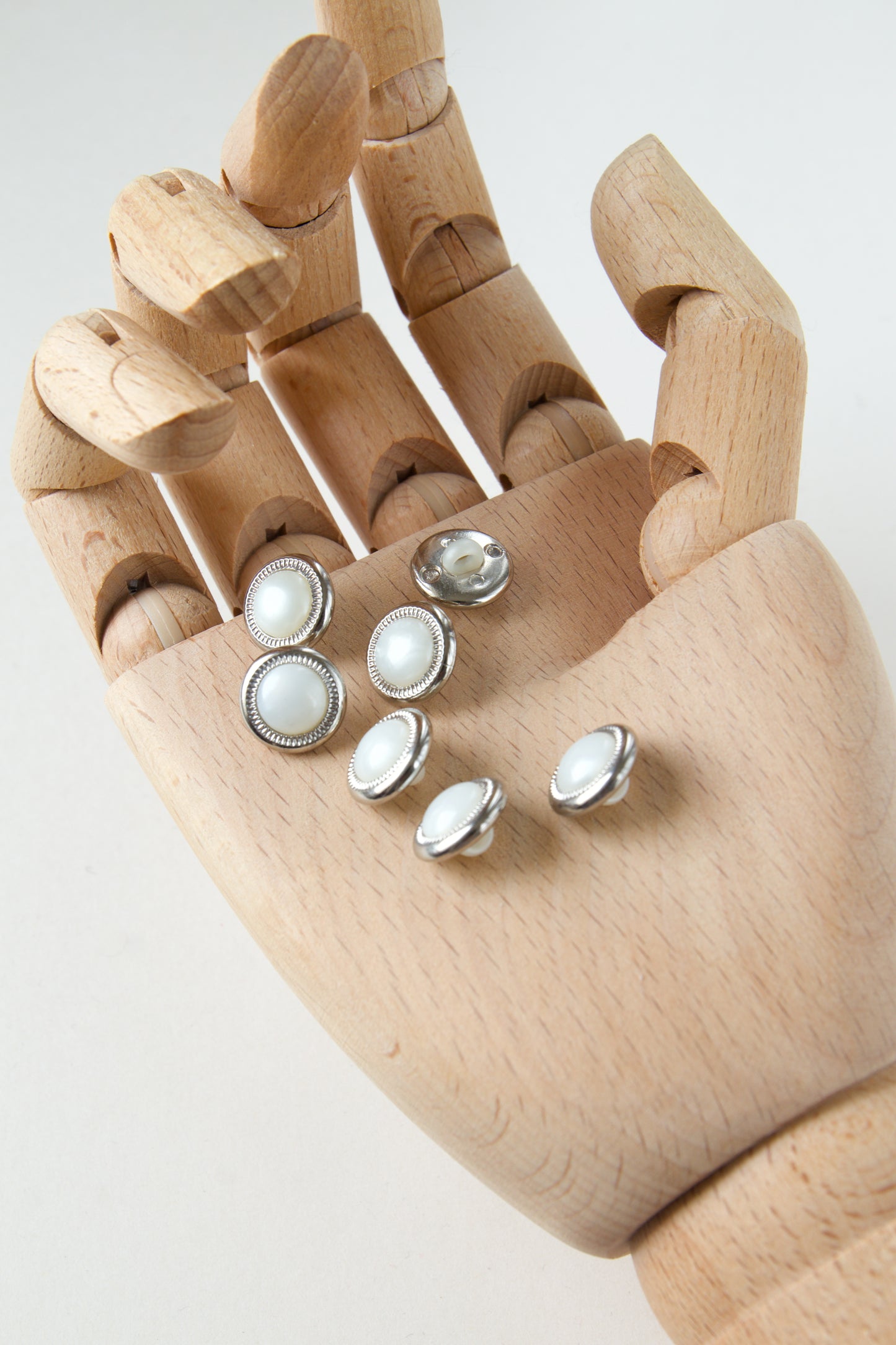 Boutons vintage ronds 12mm - Argenté / écru