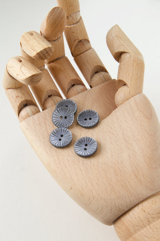 Boutons vintage ronds 15 mm - Gris