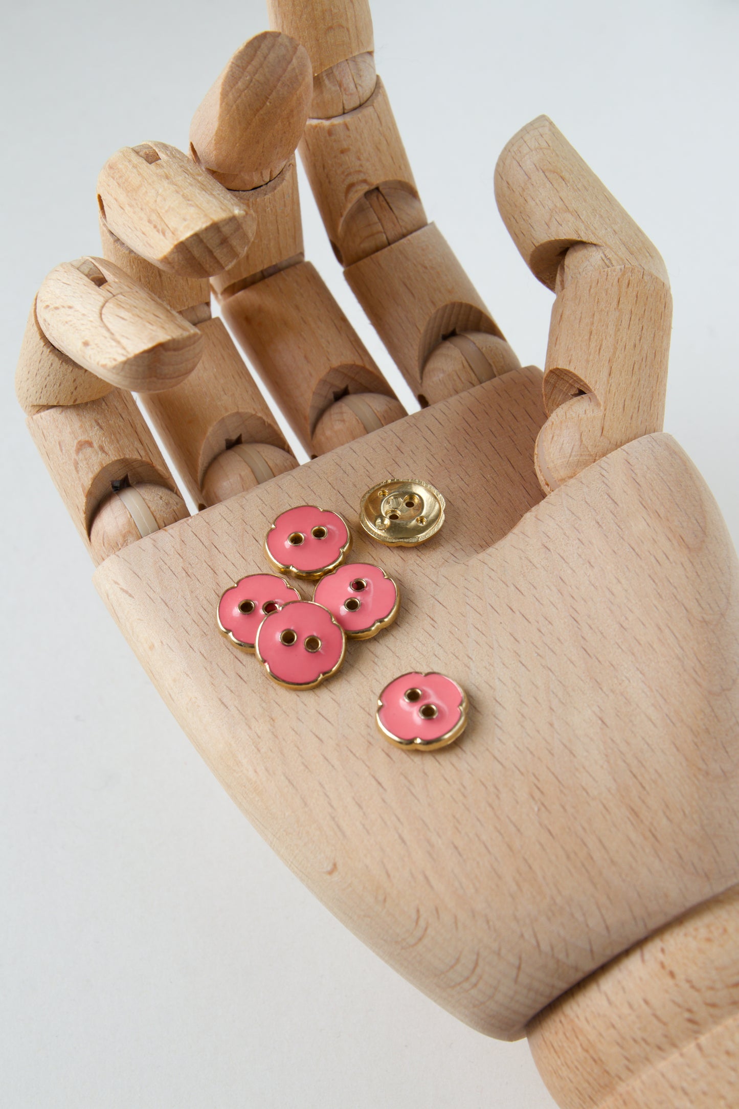 Boutons vintage ronds 13mm - Rose / doré