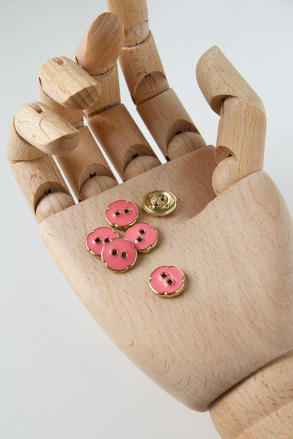 Boutons vintage ronds 13mm - Rose / doré