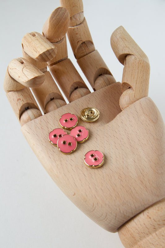 Boutons vintage ronds 13mm - Rose / doré