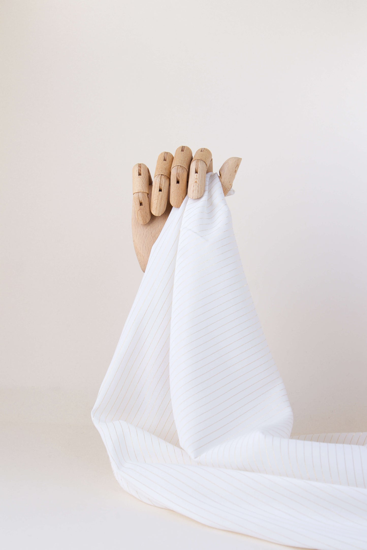 Popeline de viscose à rayures dorées - Écru