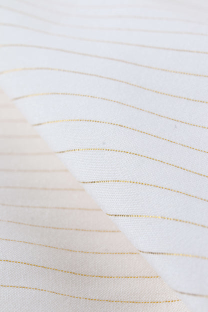 Popeline de viscose à rayures dorées - Écru
