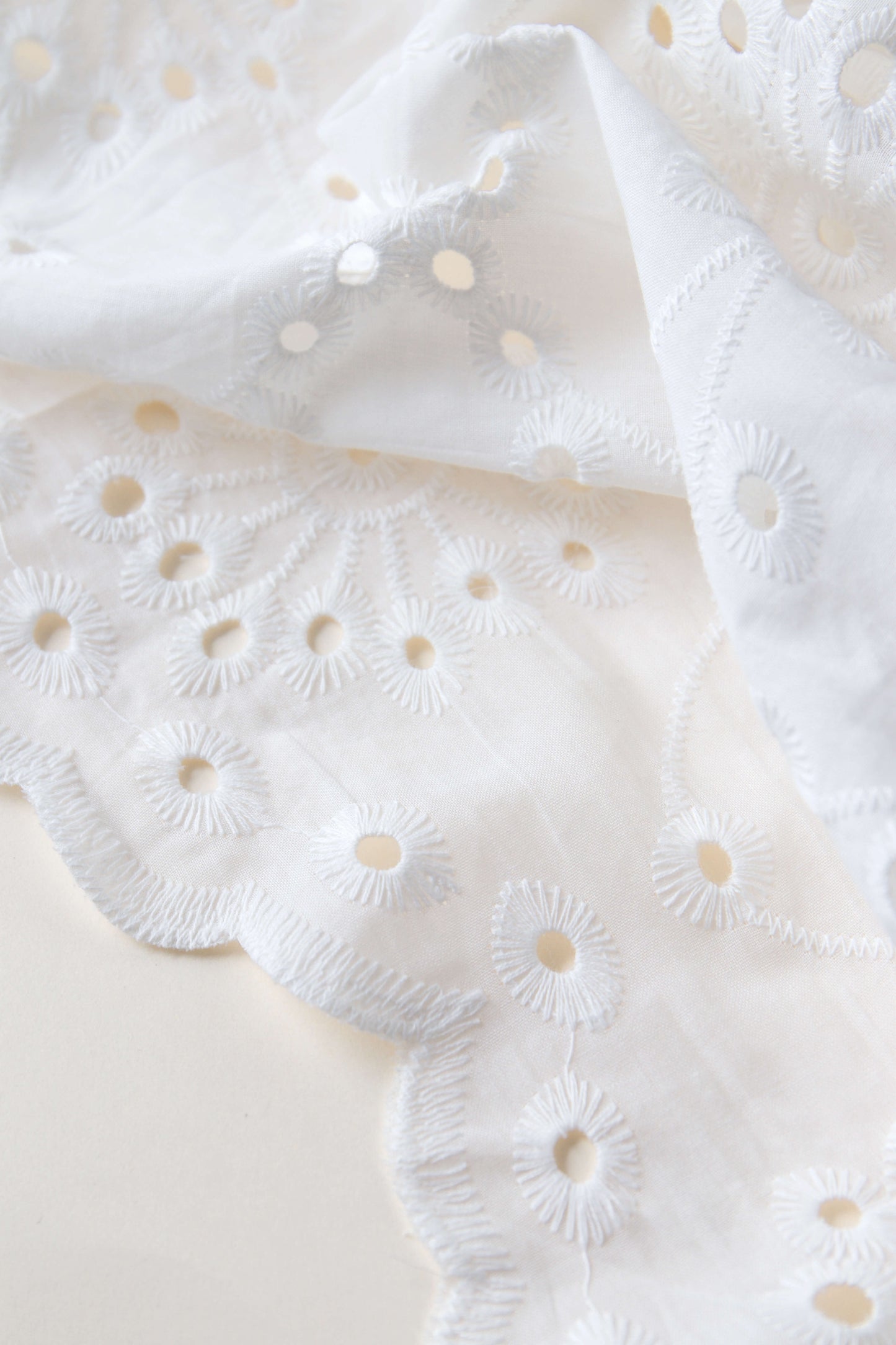 Broderie anglaise en coton - Écru
