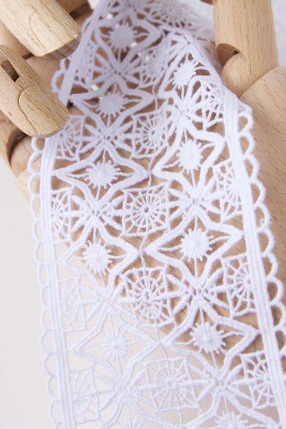 Galon guipure vintage 75mm - Blanc