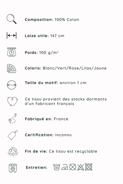 Twill de coton blanc - imprimé petites fleurs roses