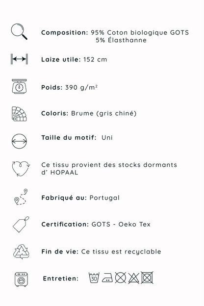 Bord-côte 1x1 - Gris Brume
