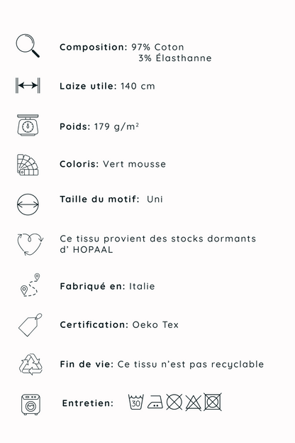 Bord-côte 1x1 - Vert Mousse