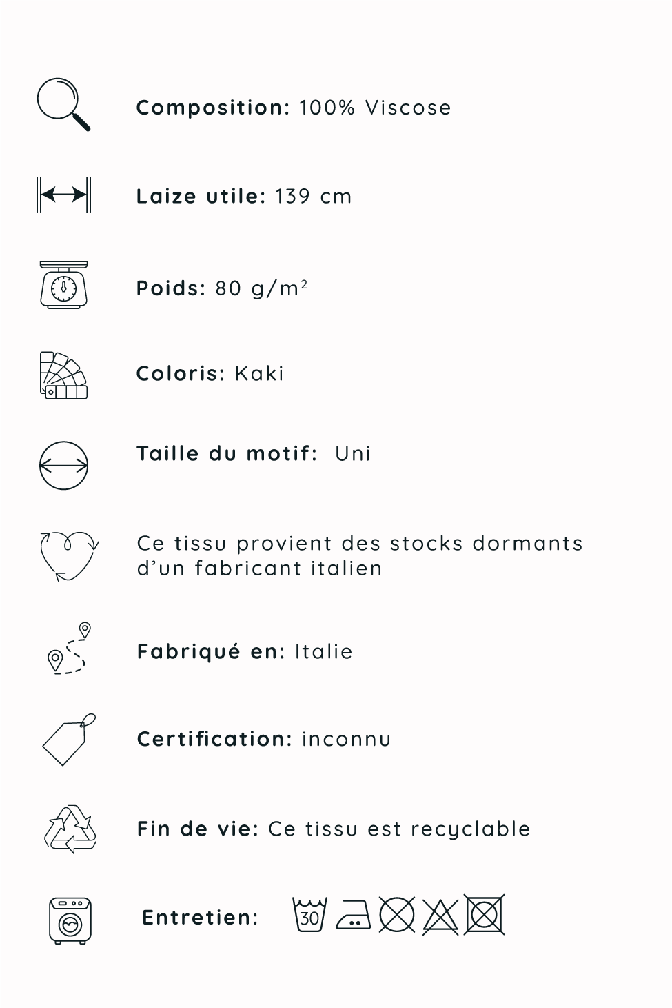 Crêpe de viscose - Kaki