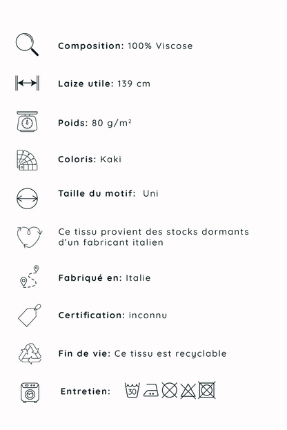 Crêpe de viscose - Kaki