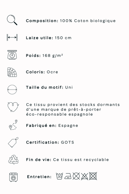 Flanelle de coton bio - Ocre