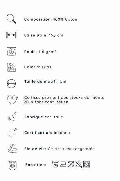 Sergé de coton léger - Lilas