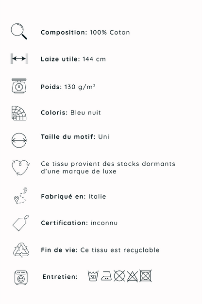 Sergé de coton léger - Bleu nuit