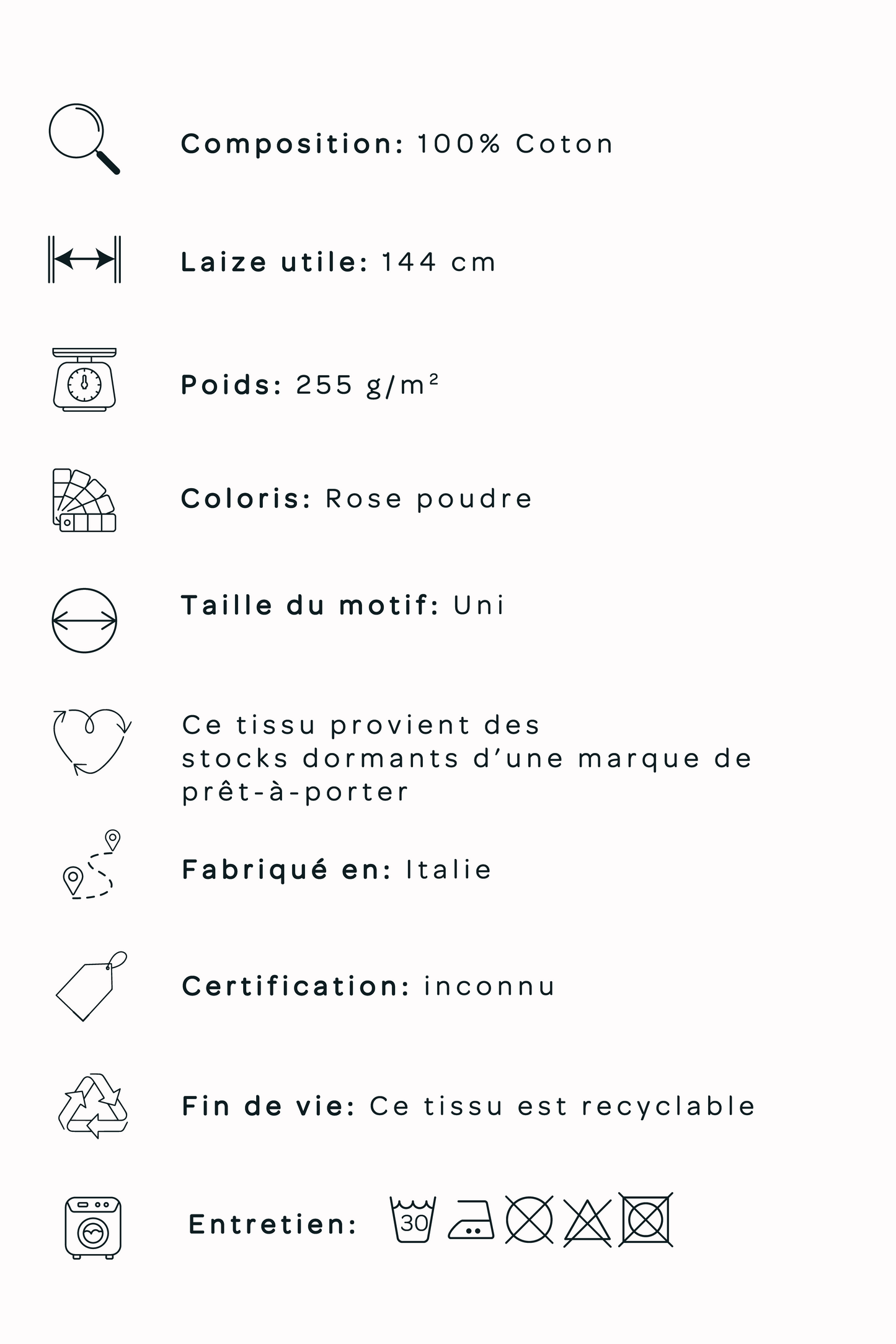 Twill de coton - Rose argile